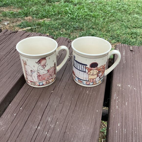 Vintage Prayer Mugs Set Of 2 Children Praying Bedtime Blessings Ceramic - Picture 7 of 7